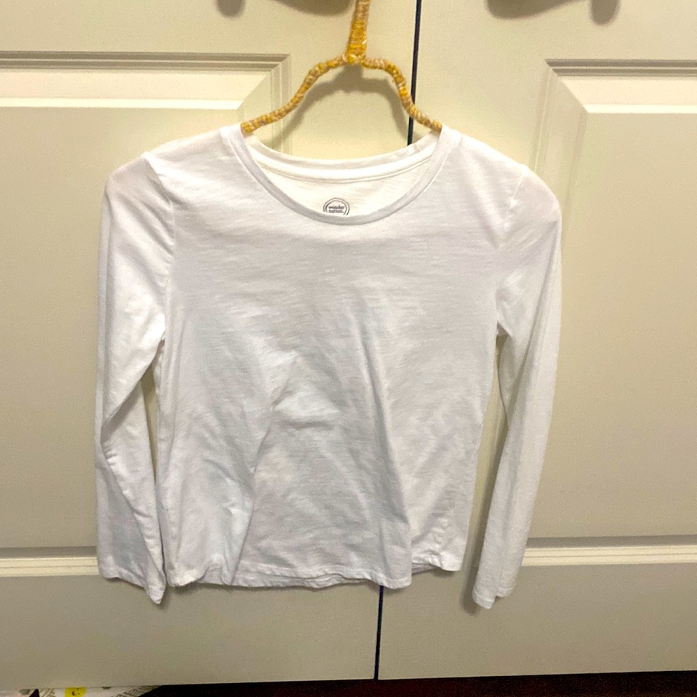 Girls, long sleeve white tee